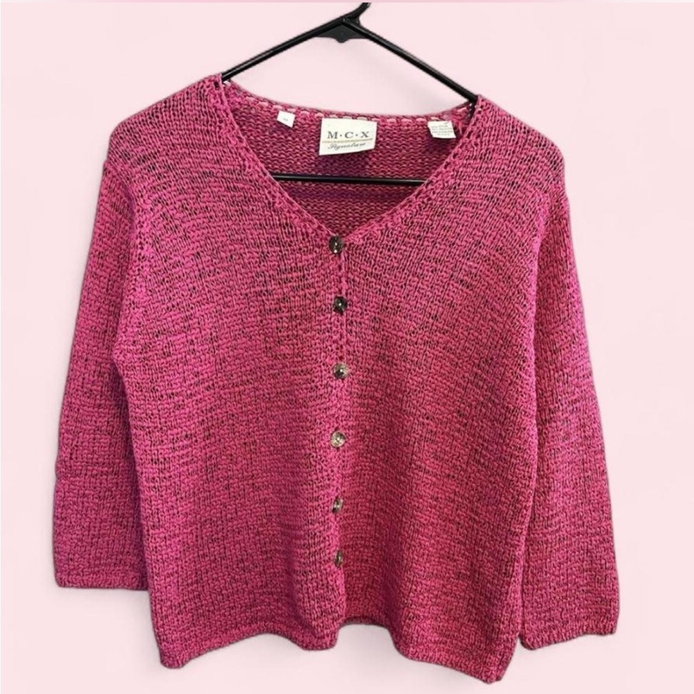 Vintage MCX Signature Vibrant Pink Womens Cardigan Size Medium‎